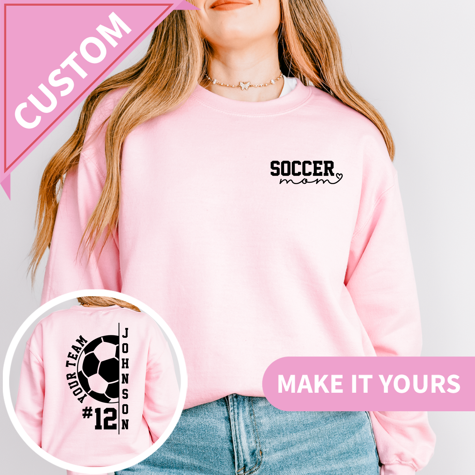 Custom Soccer Mom with Pocket Design Sweatshirt