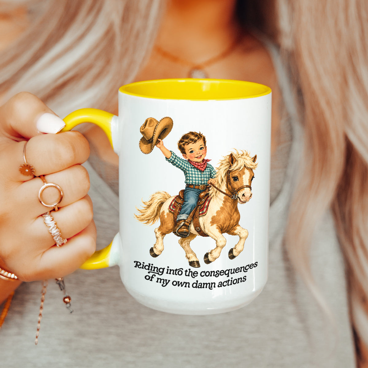 Riding Into The Consequences Cowboy Mug