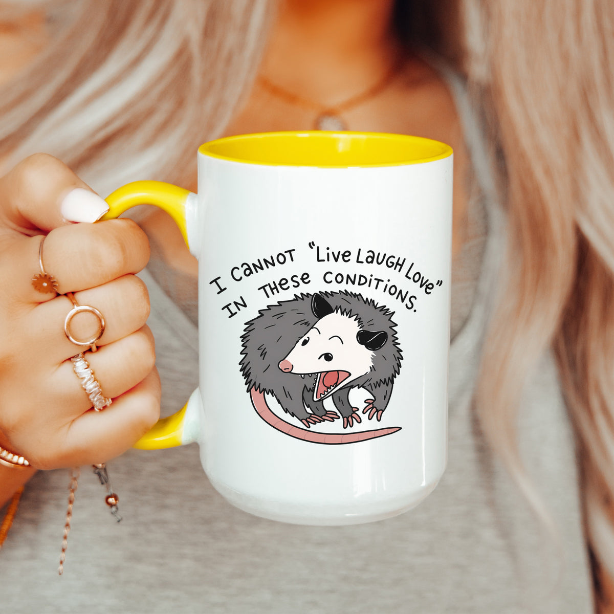 Tasse „Unter diesen Umständen kann ich nicht leben, lachen und lieben“