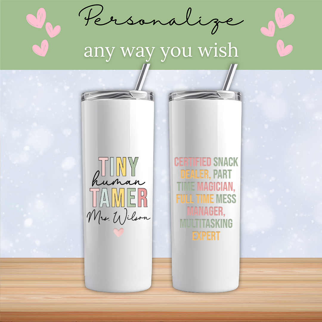 Personalized Tiny Human Tamer Tumbler