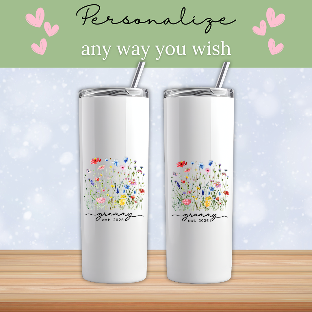 Personalized Floral Grandma Tumbler