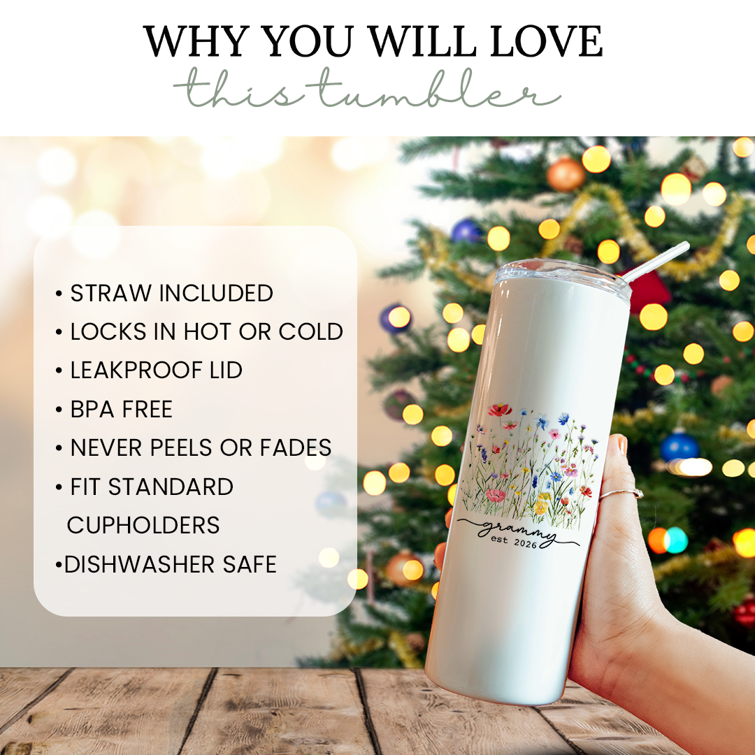 Personalized Floral Grandma Tumbler