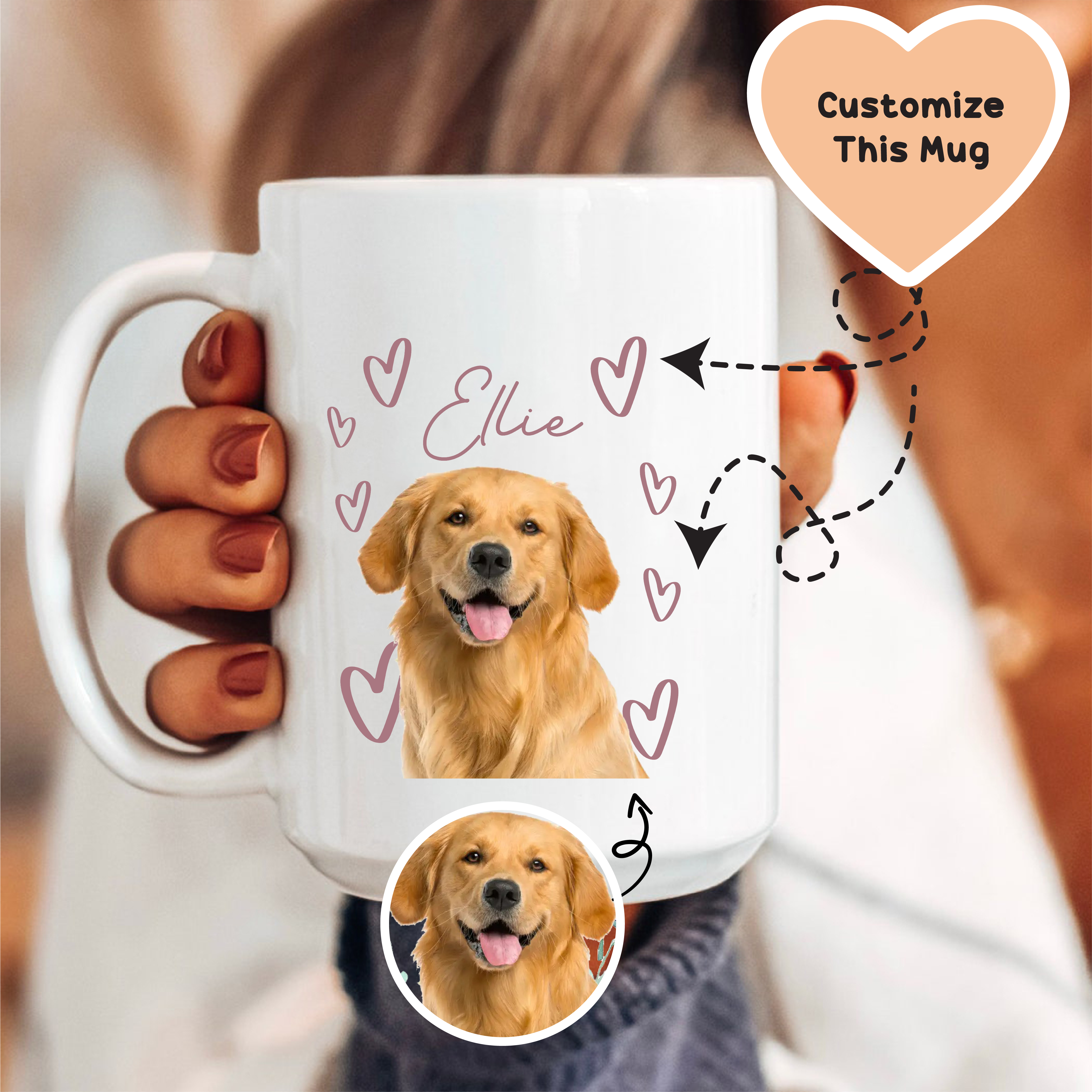Custom Dog Photo Pet Portrait Gift For Dog Lovers Mug