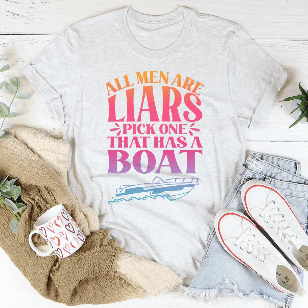 All Men Are Liars Pick One That Has A Boat Tee Ash / S Peachy Sunday T-Shirt