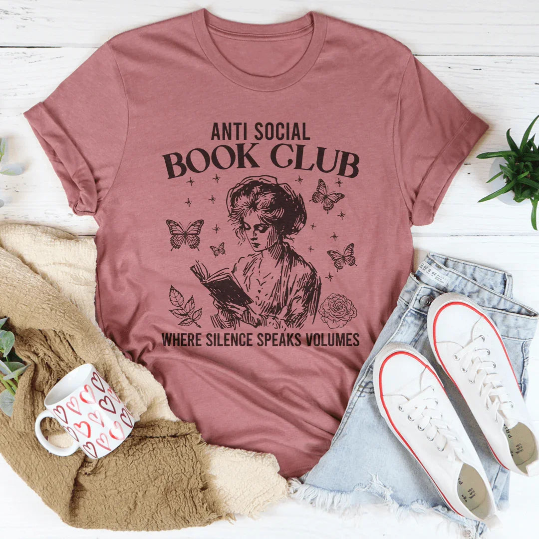 Anti Social Book Club Where Silence Speaks Volumes Tee Mauve / S Peachy Sunday T-Shirt