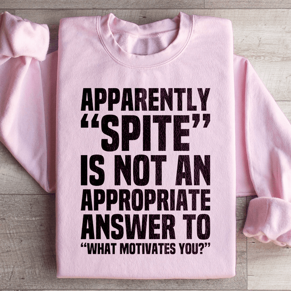 Apparently Spite Is Not An Appropriate Answer To What Motivates You Sweatshirt Light Pink / S Peachy Sunday T-Shirt