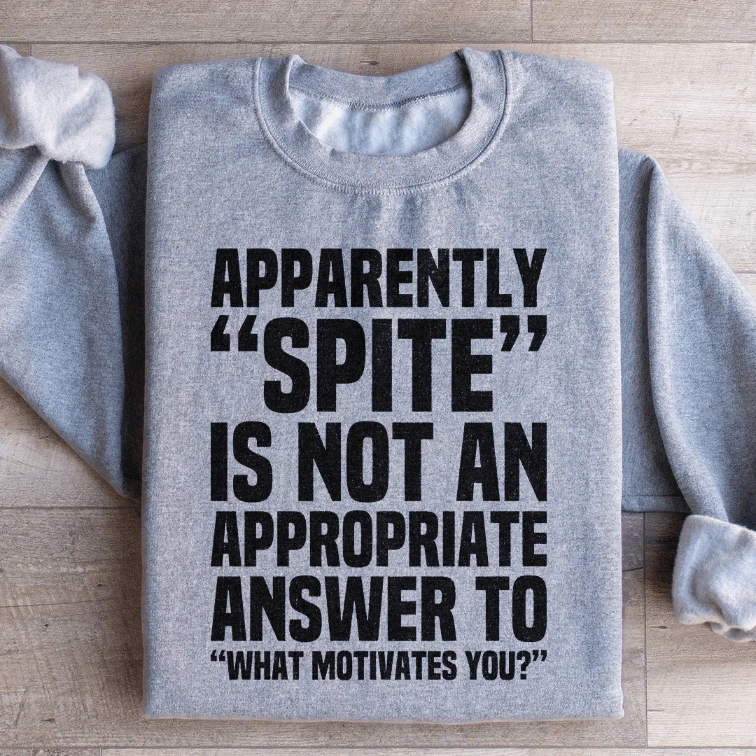 Apparently Spite Is Not An Appropriate Answer To What Motivates You Sweatshirt Sport Grey / S Peachy Sunday T-Shirt