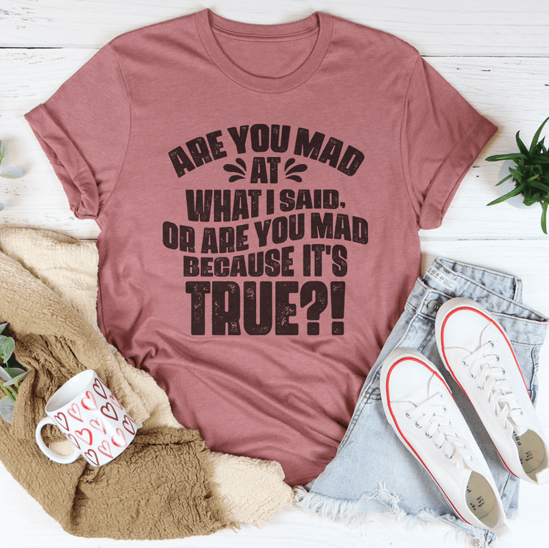Are You Mad At What I Said Or Are You Mad Because It's True Tee Mauve / S Peachy Sunday T-Shirt