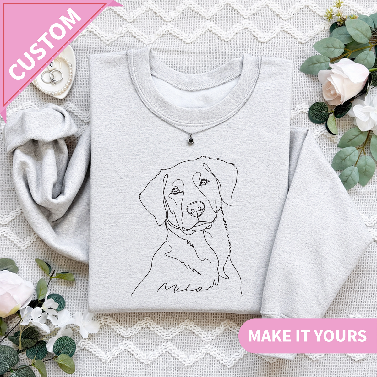 Sudadera personalizada de lino con perro