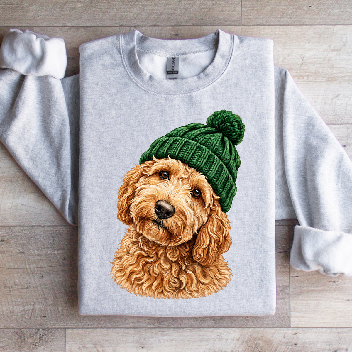Sudadera retro de Goldendoodle con gorro tejido