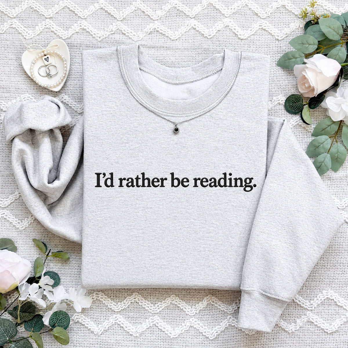 Sweat-shirt brodé « Je préférerais être en train de lire »
