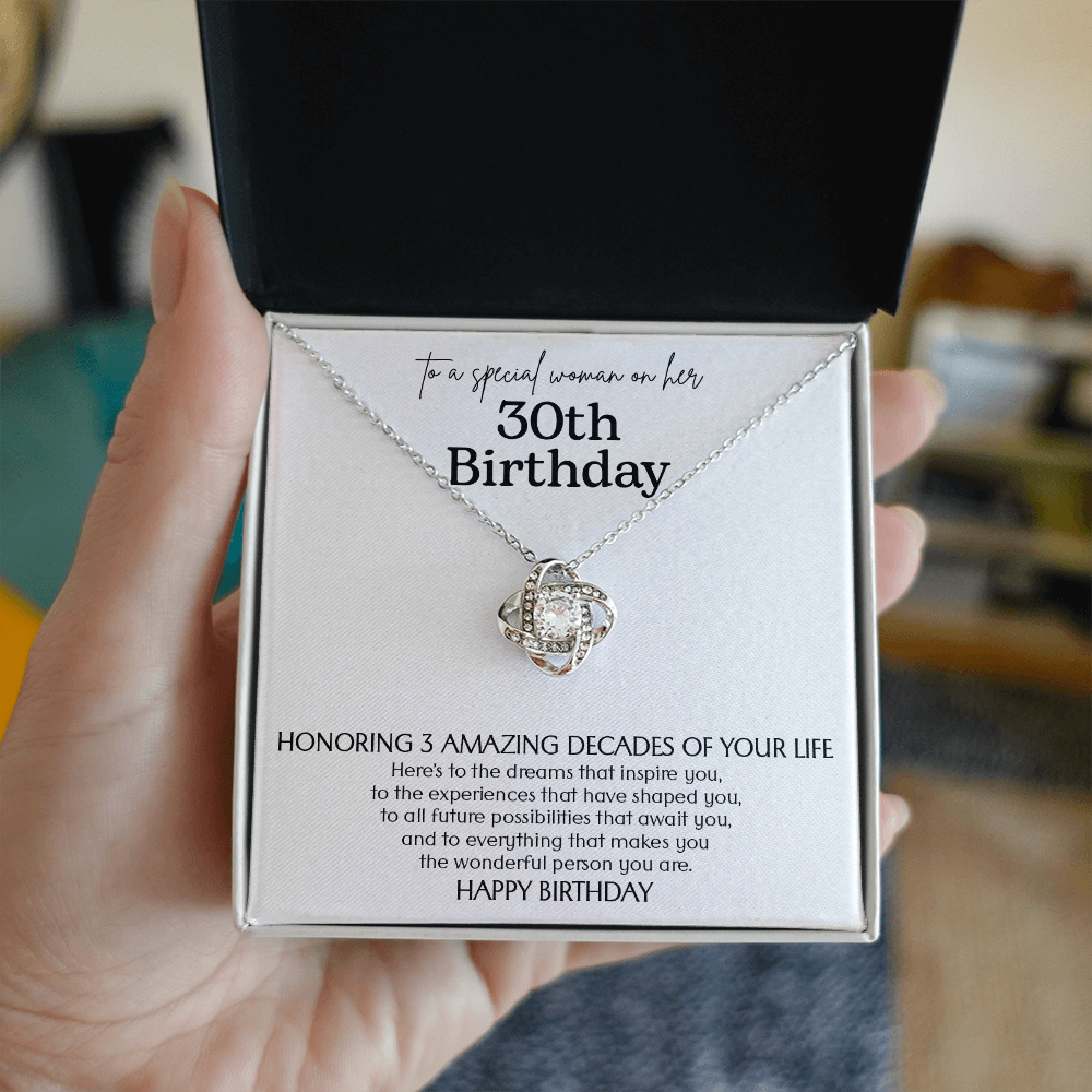 Halskette „Liebesknoten“ als Andenken zum 30. Geburtstag – Meilenstein-Geschenk für sie