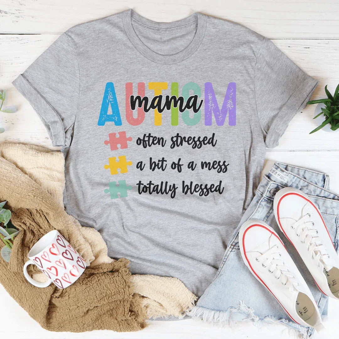 Autism Mama Often Stressed A Bit Of A Mess Totally Blessed Tee Athletic Heather / S Peachy Sunday T-Shirt