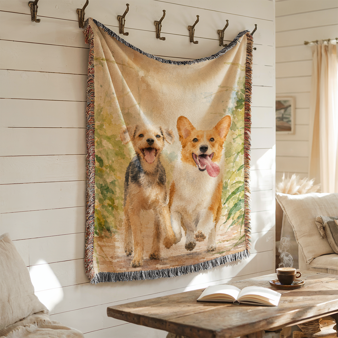 Personalized Watercolor Pet Woven Blanket