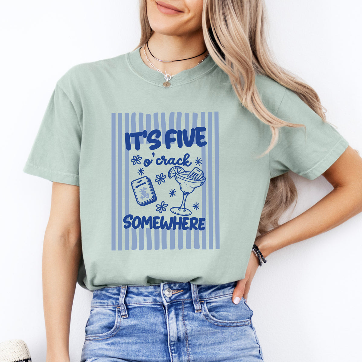 T-shirt rayé personnalisé avec dictons sur le mah-jong