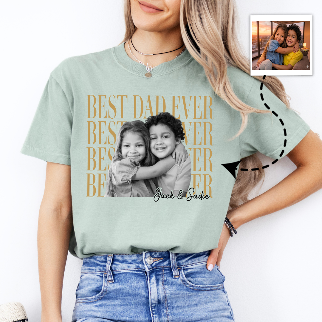 Personalized Best Dad Eve With Kids Photo Tee
