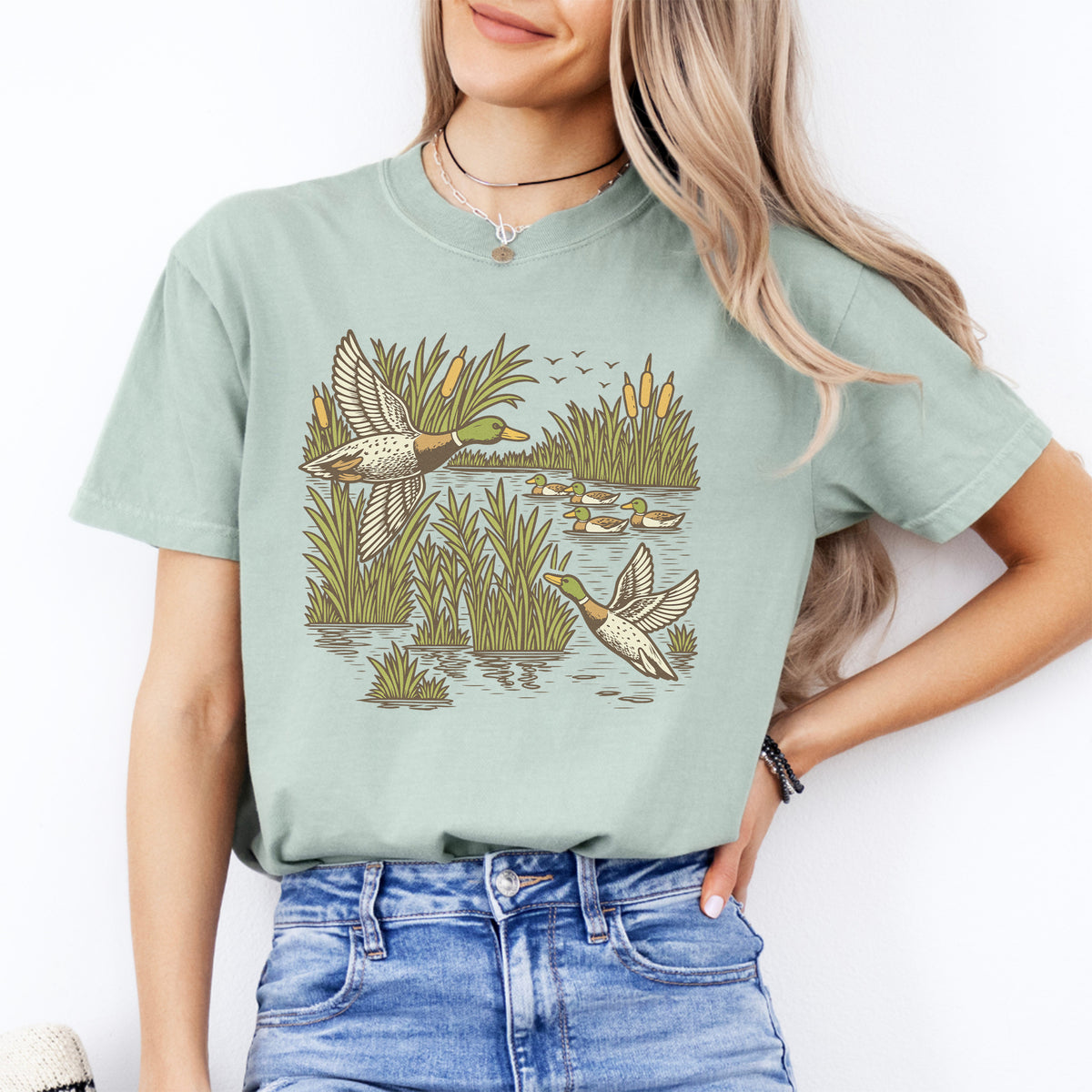 T-shirt rétro avec canards colverts
