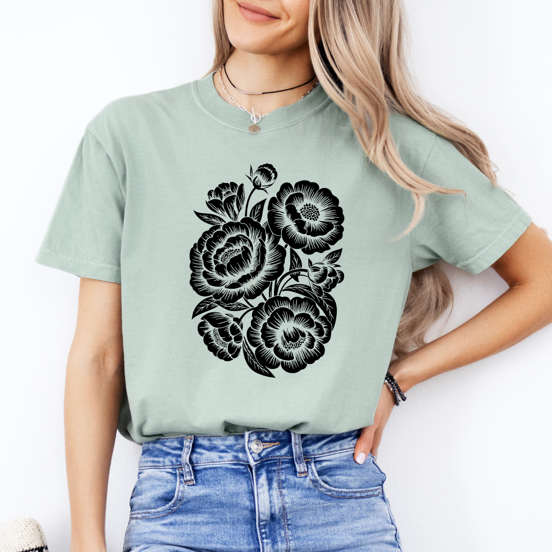Vintage Linocut Flower Tee