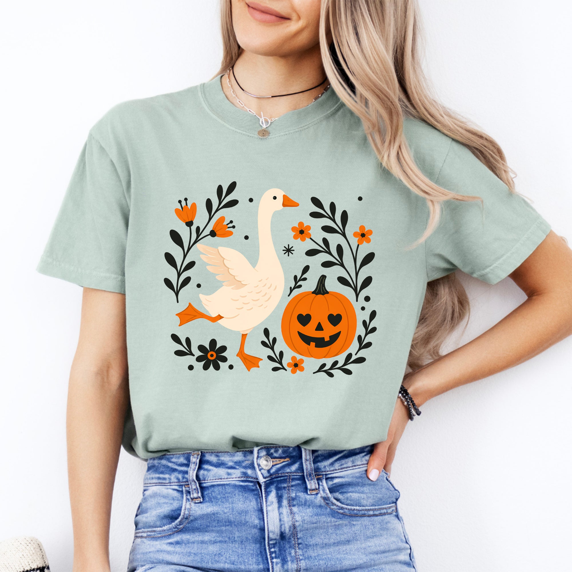Camiseta de ganso floral otoñal