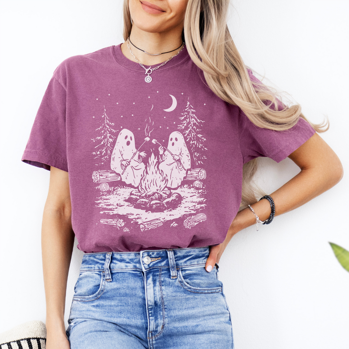 Campfire Ghosts Graphic Shirt – Cozy Spooky Season Camping Top