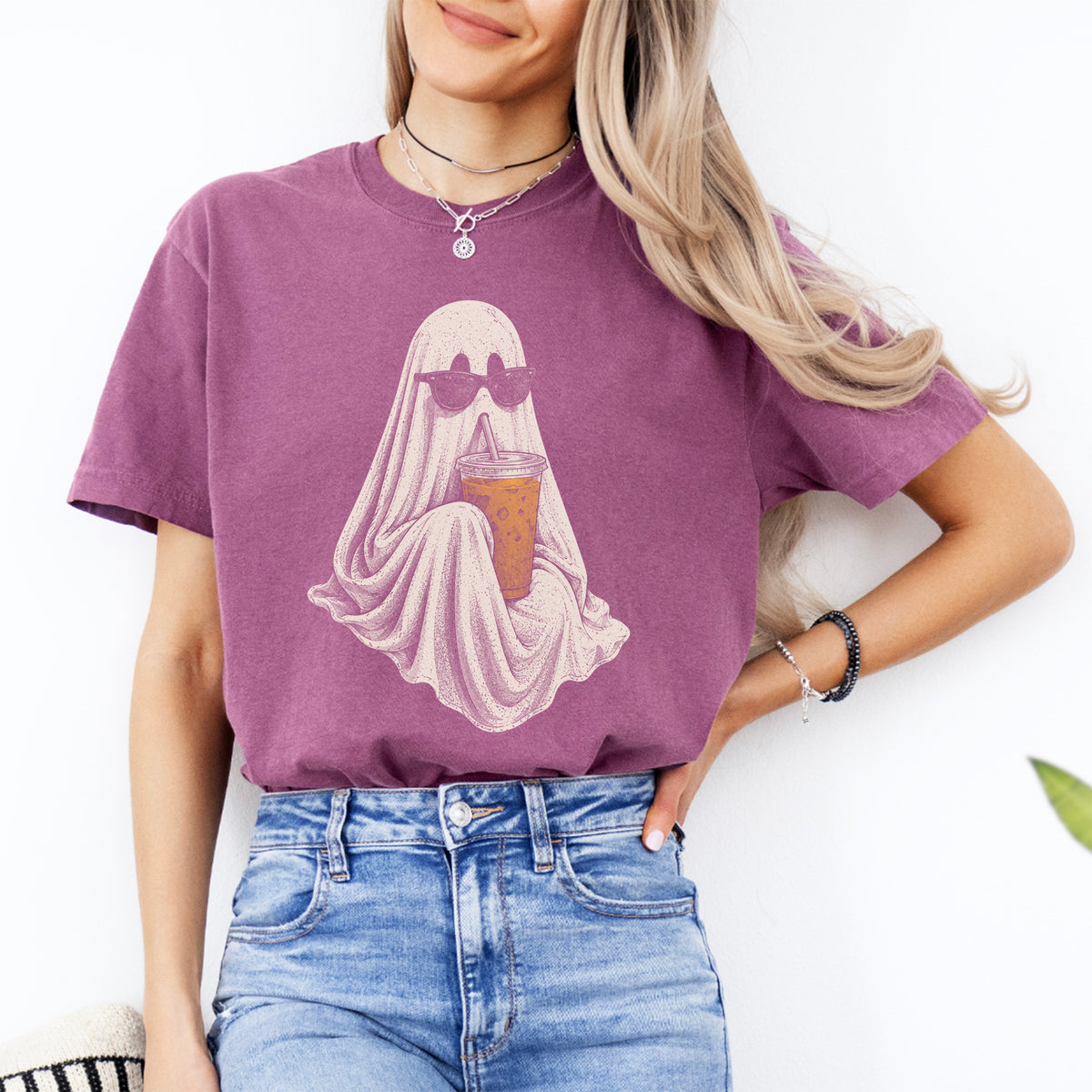 Ghost Drinking Coffee Tee