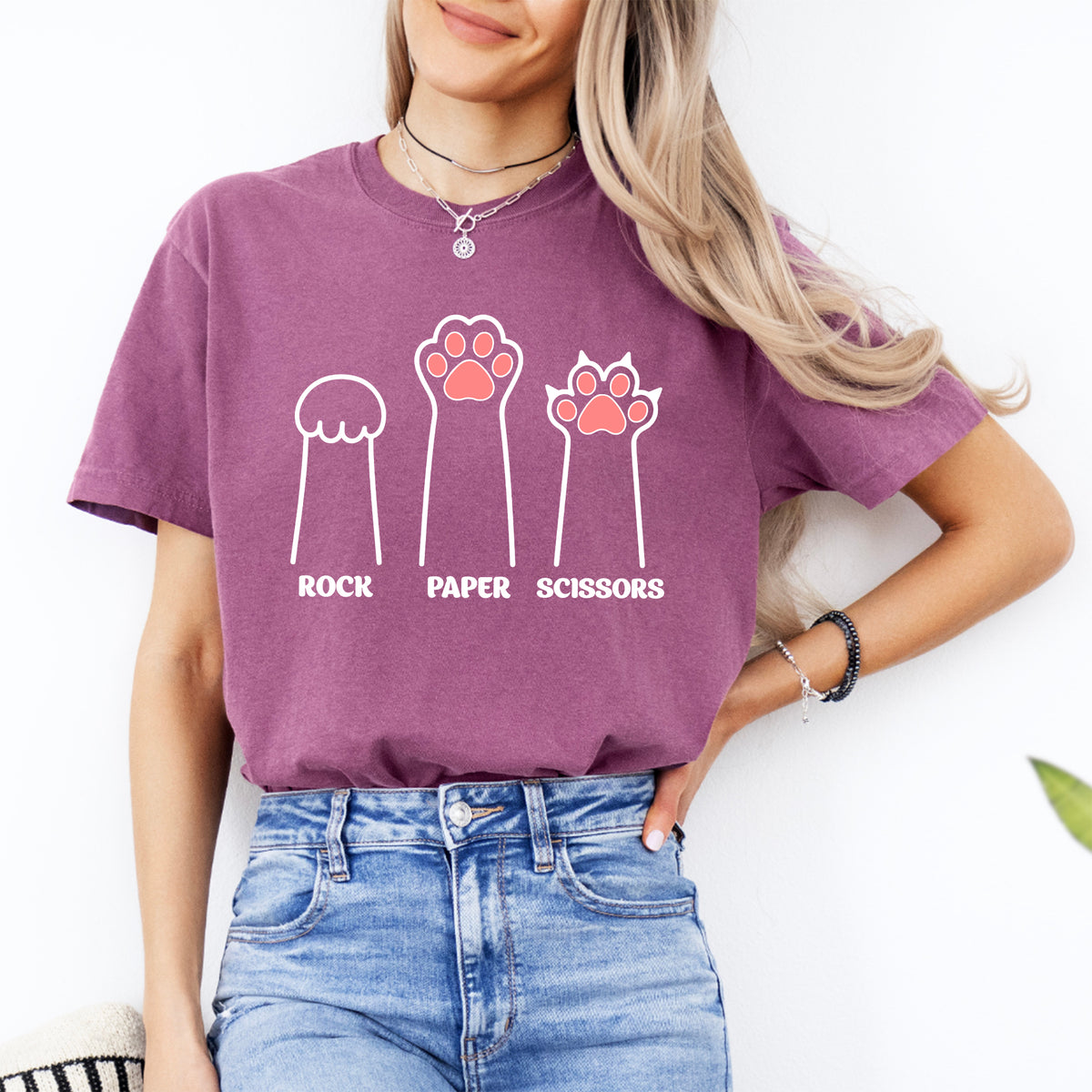 T-Shirt „Schere, Stein, Papier – Katzenpfote“