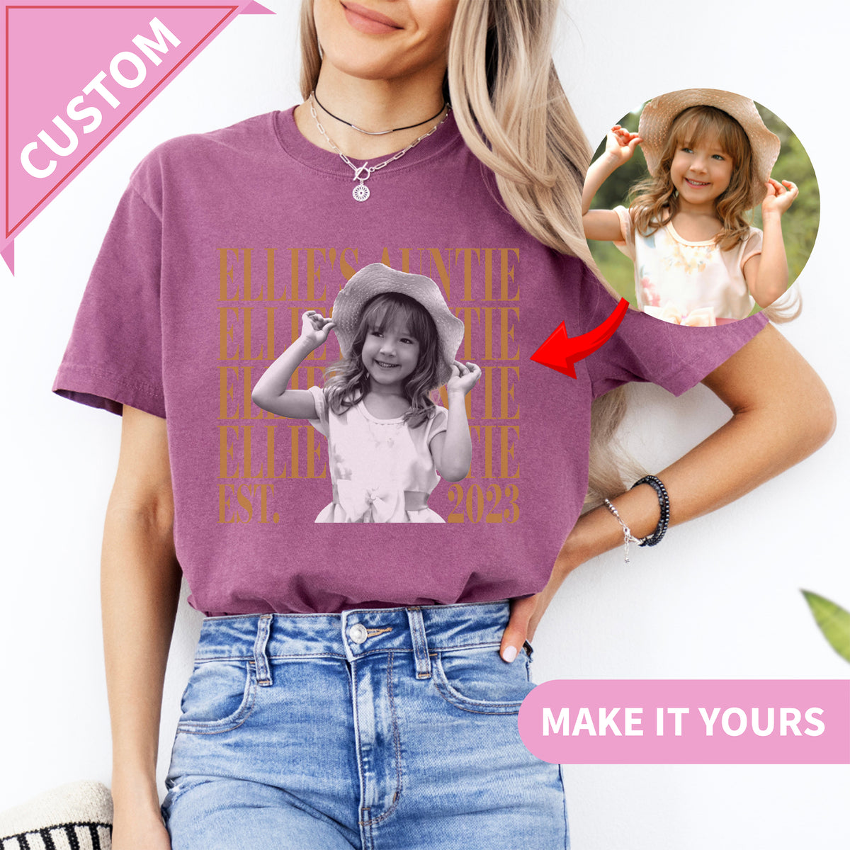 T-shirt personnalisé pour tata avec photo