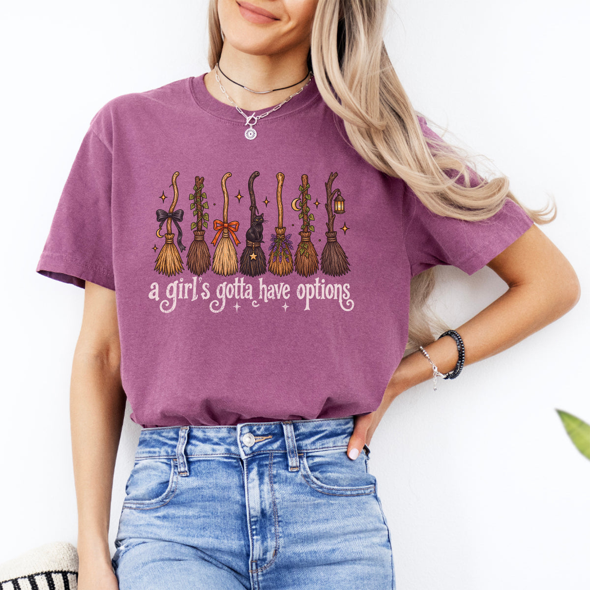 A Girl's Gotta Have Option Witch Broom Halloween Tee