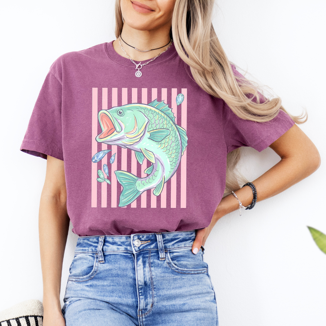 Retro Pastel Bass Fish Tee
