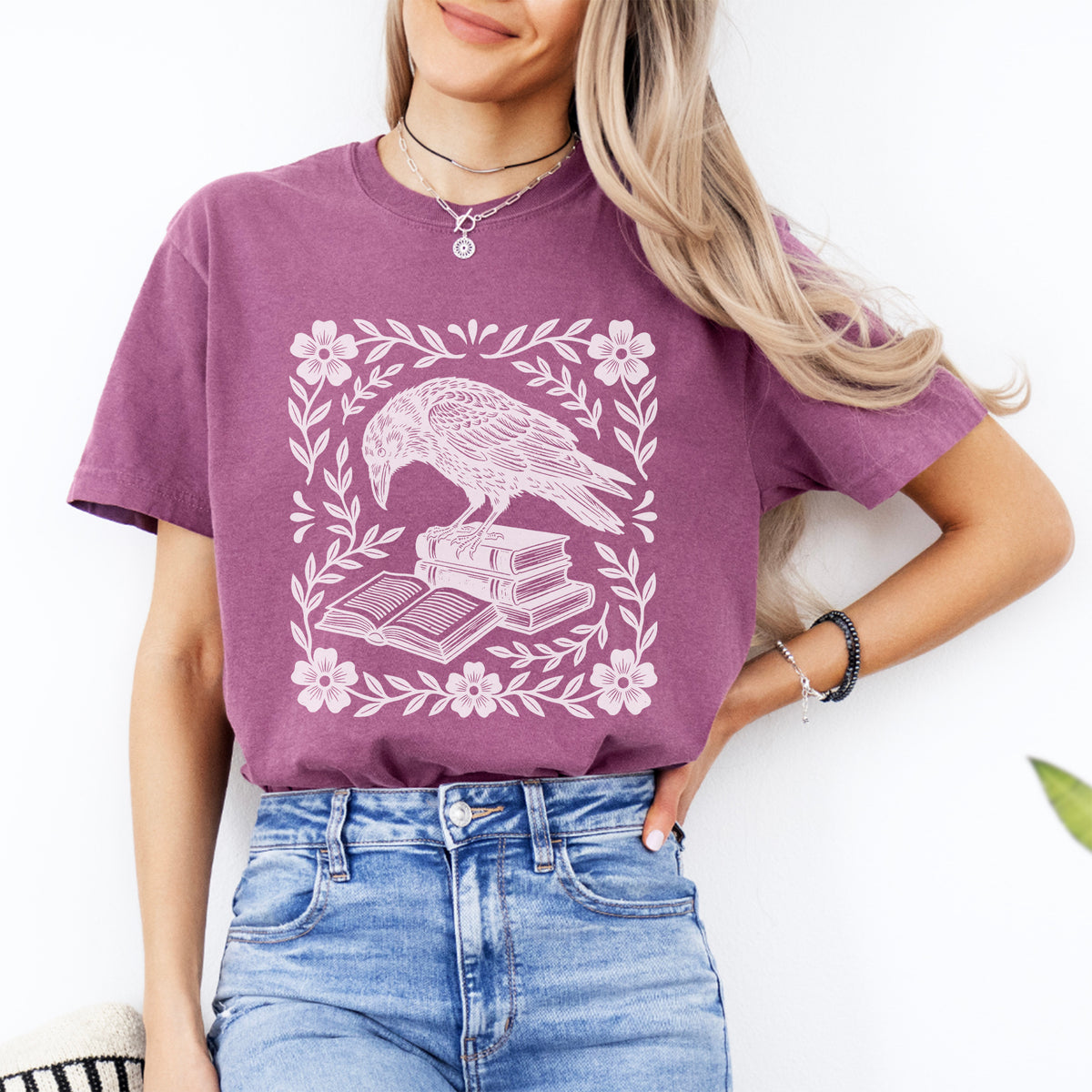 Bookish Raven Linocut Tee
