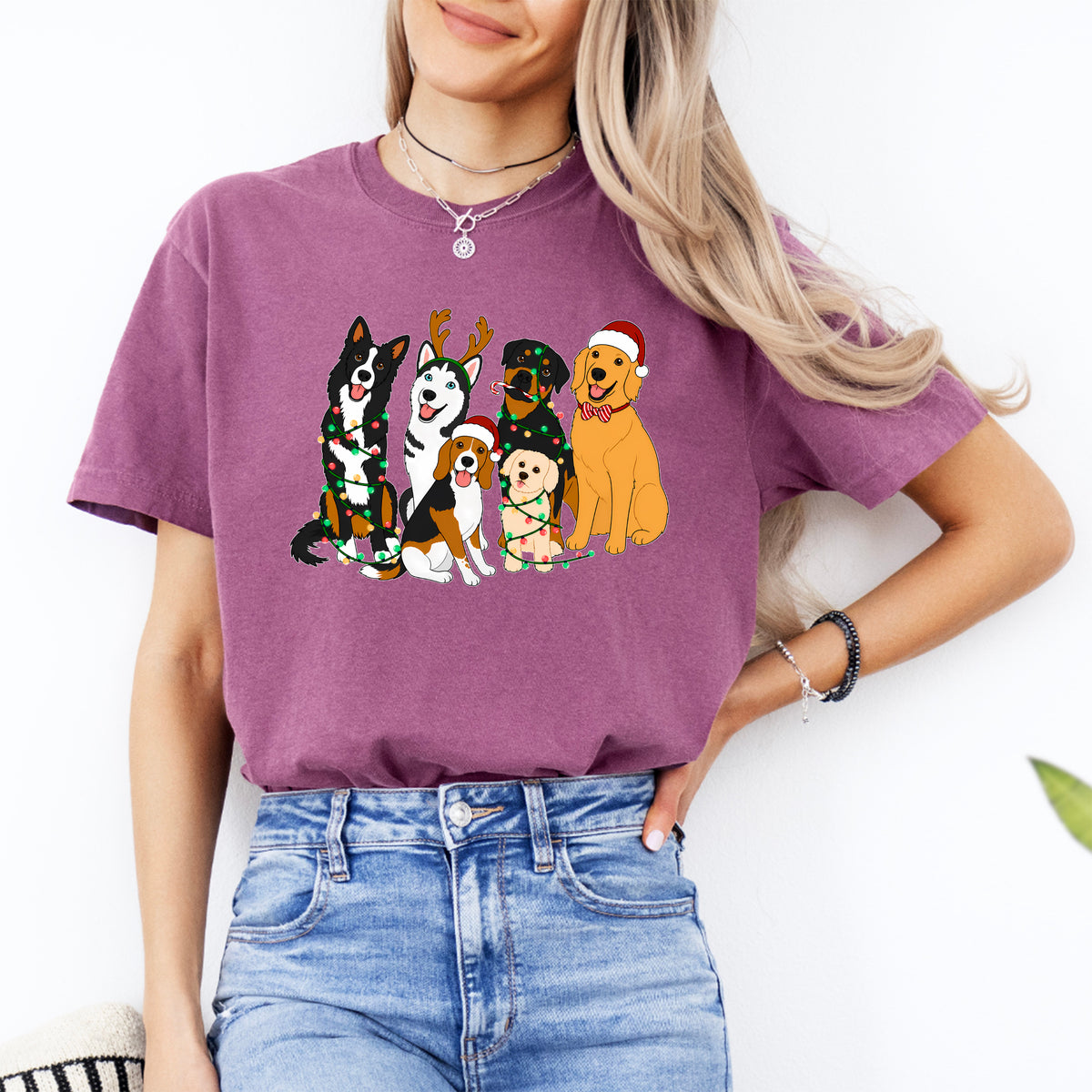 Camiseta de perros navideños adorables