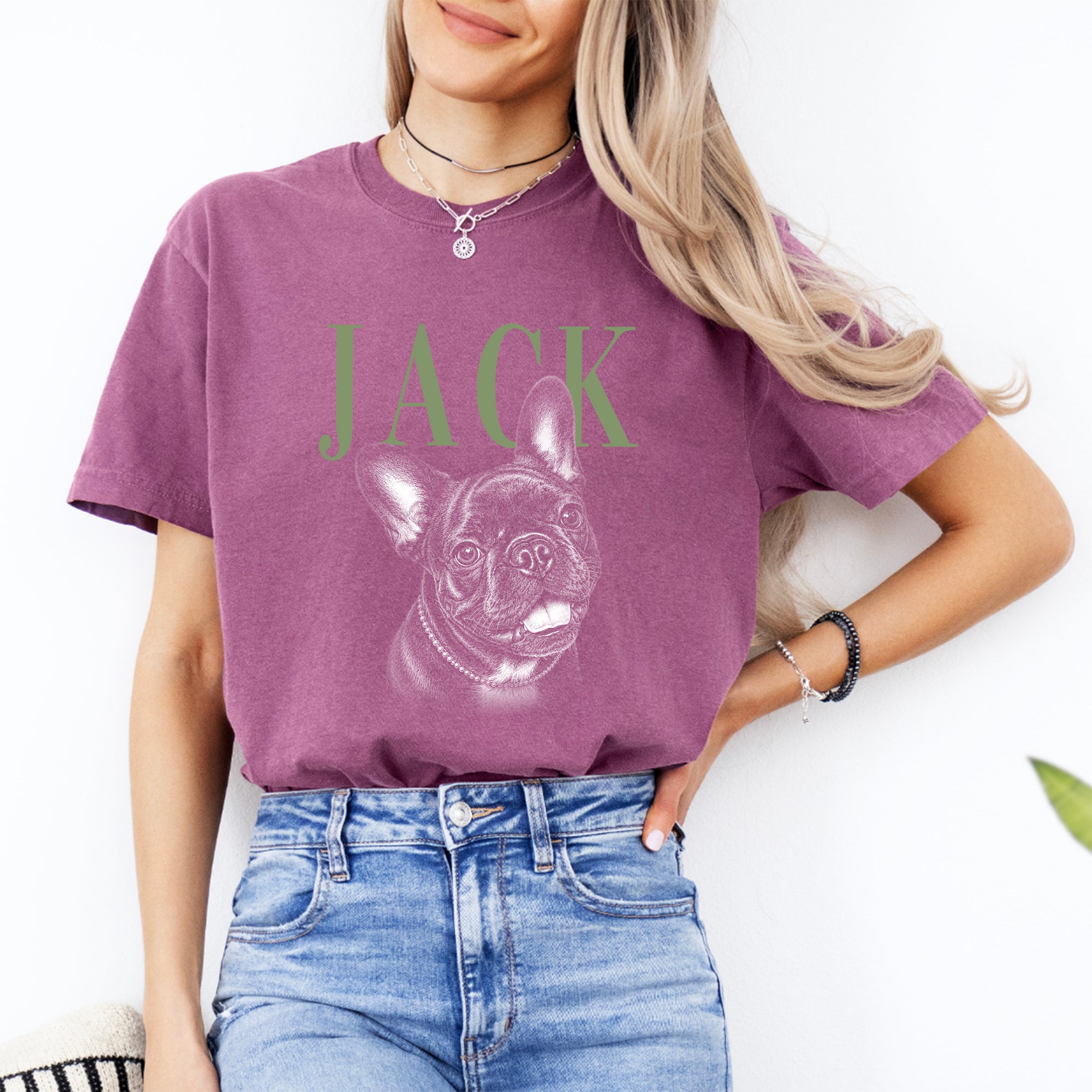 Camiseta personalizada con foto de mascota estilo boceto