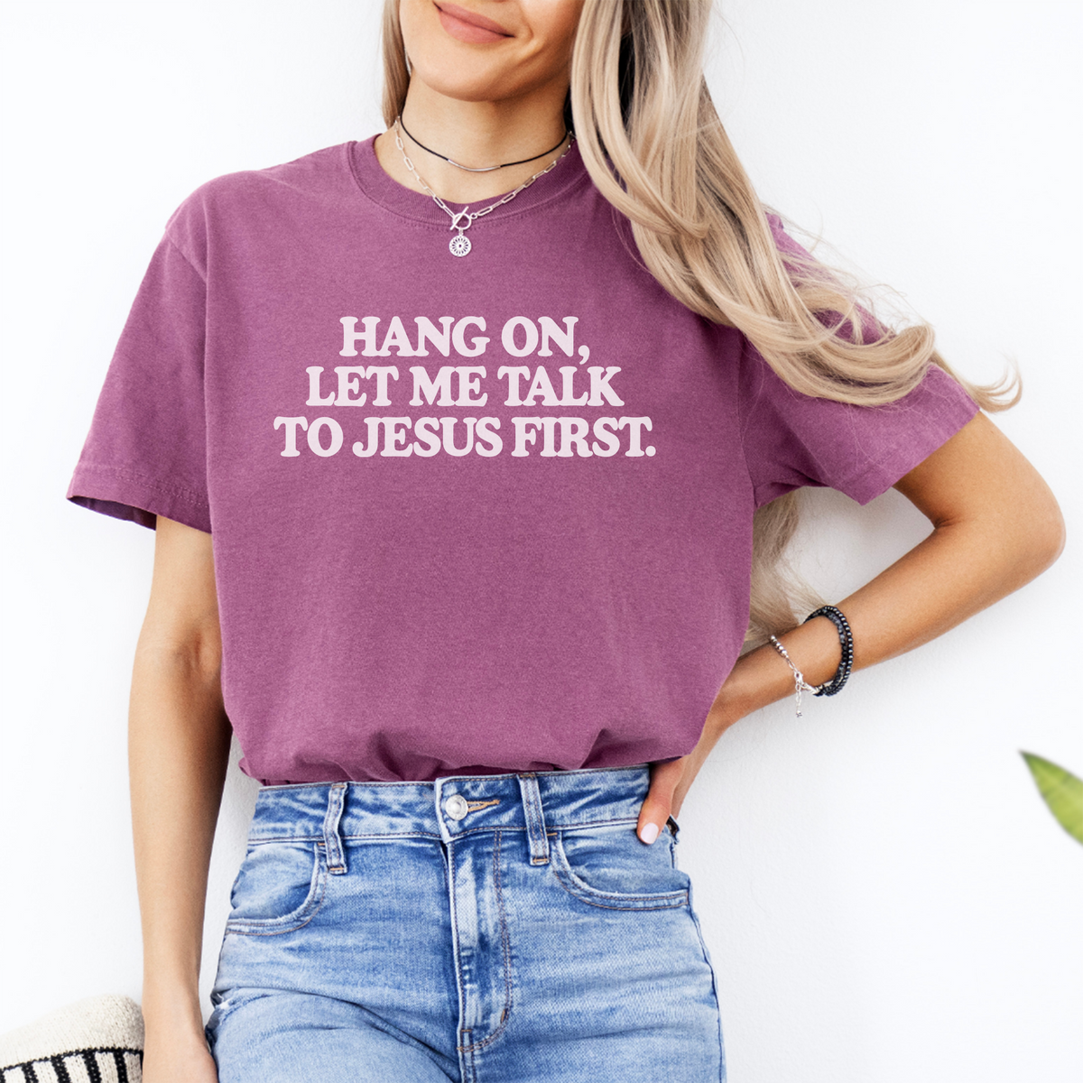 T-Shirt „Lass mich zuerst mit Jesus sprechen“