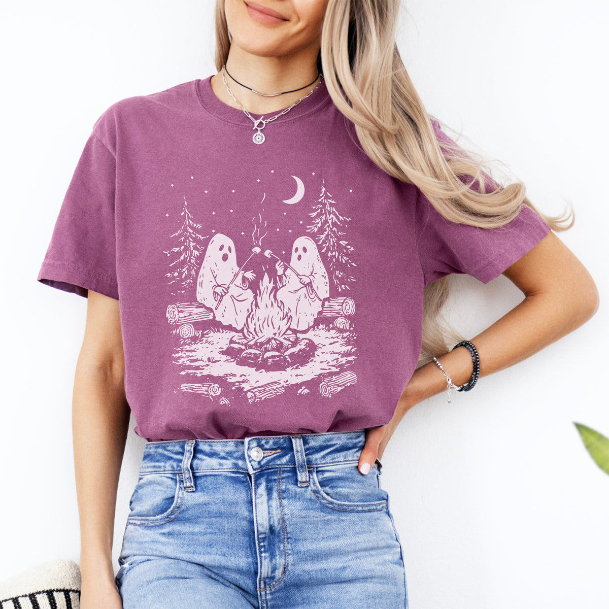 Campfire Ghosts Graphic Shirt – Cozy Spooky Season Camping Top
