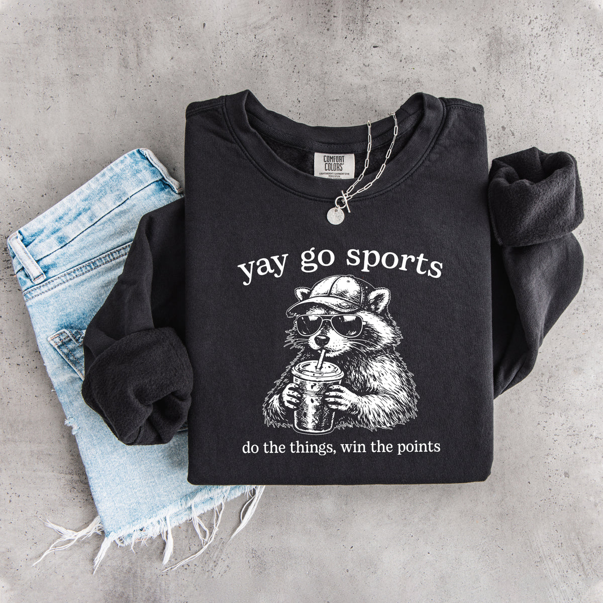 Sudadera divertida de mapache «Yay Go Sports»
