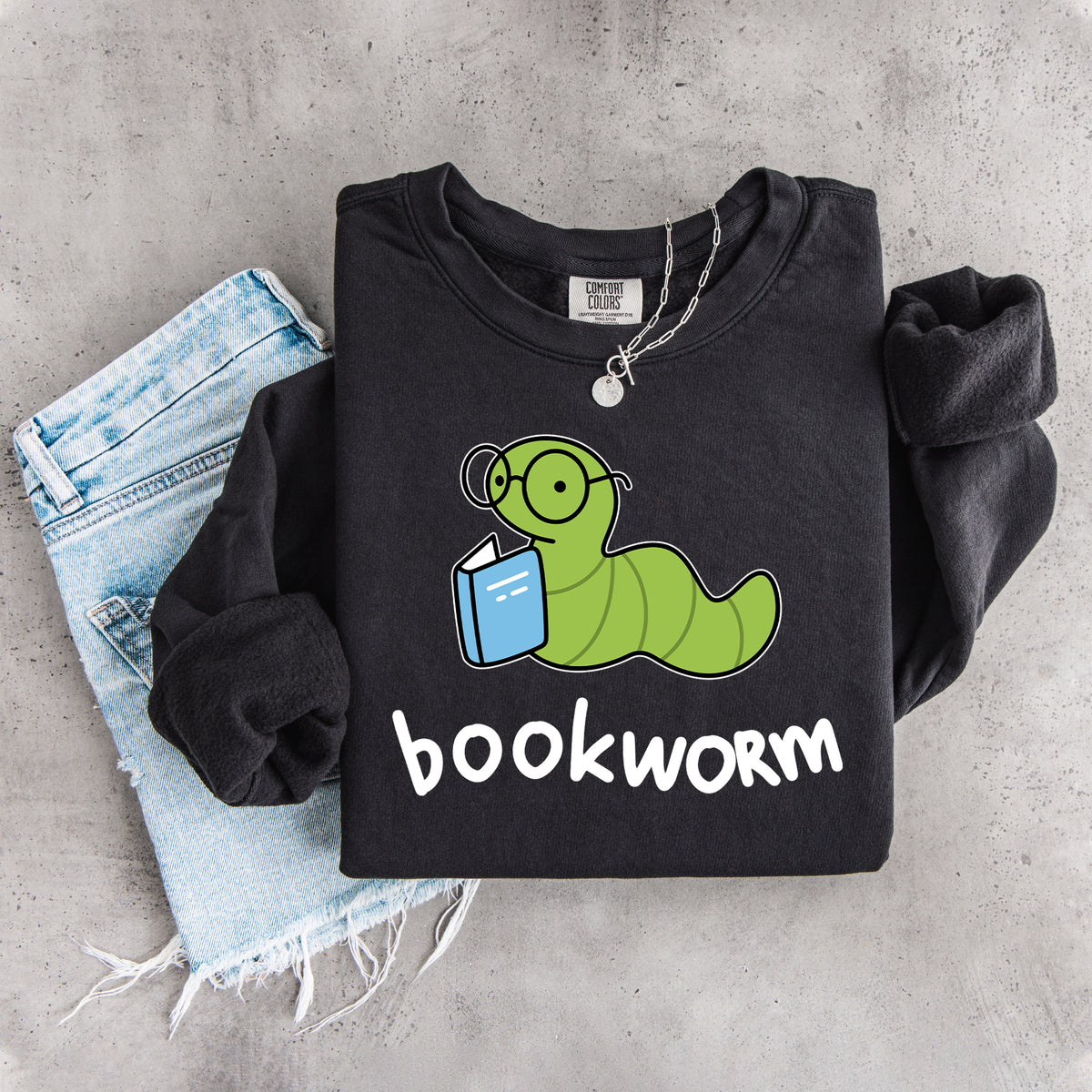 Besticktes Sweatshirt „Bookworm“
