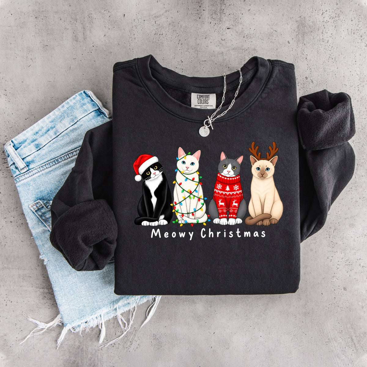„Meowy Christmas“-Sweatshirt