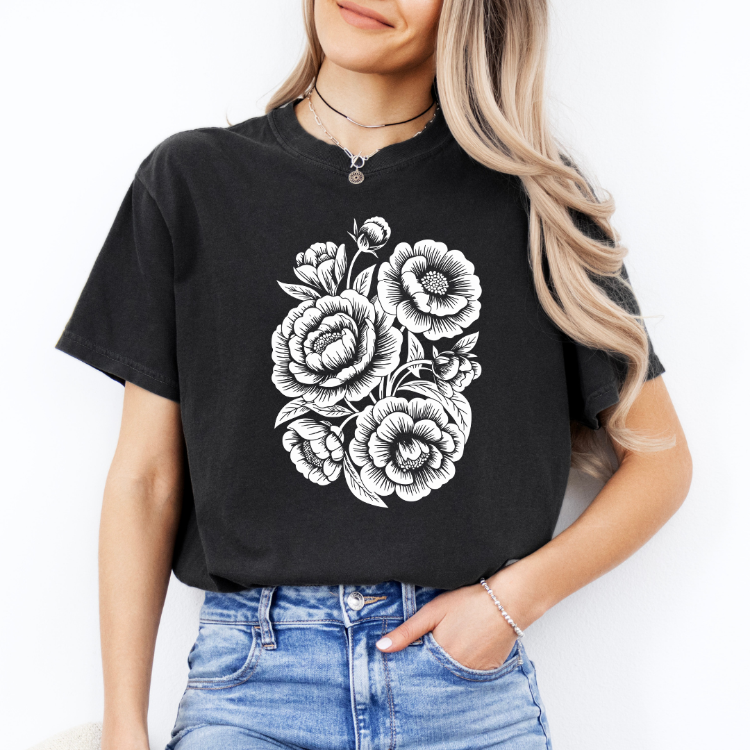 Vintage Linocut Flower Tee