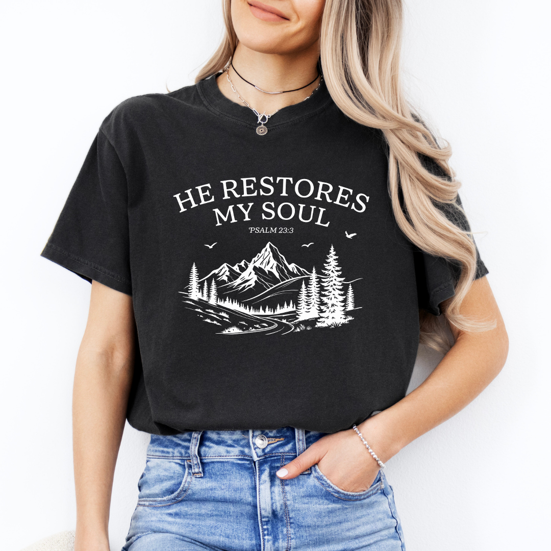 He Restores My Soul Christian Tee