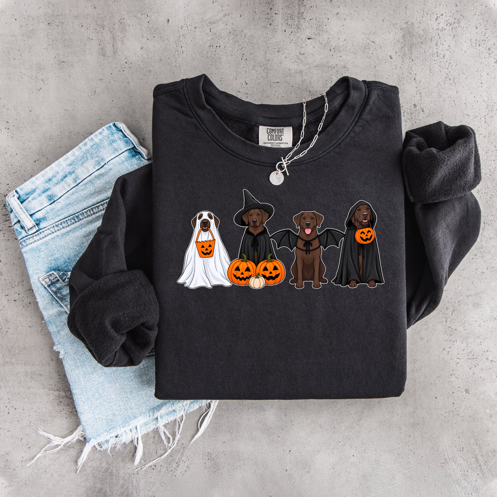 Halloween-Sweatshirt mit braunem Labrador