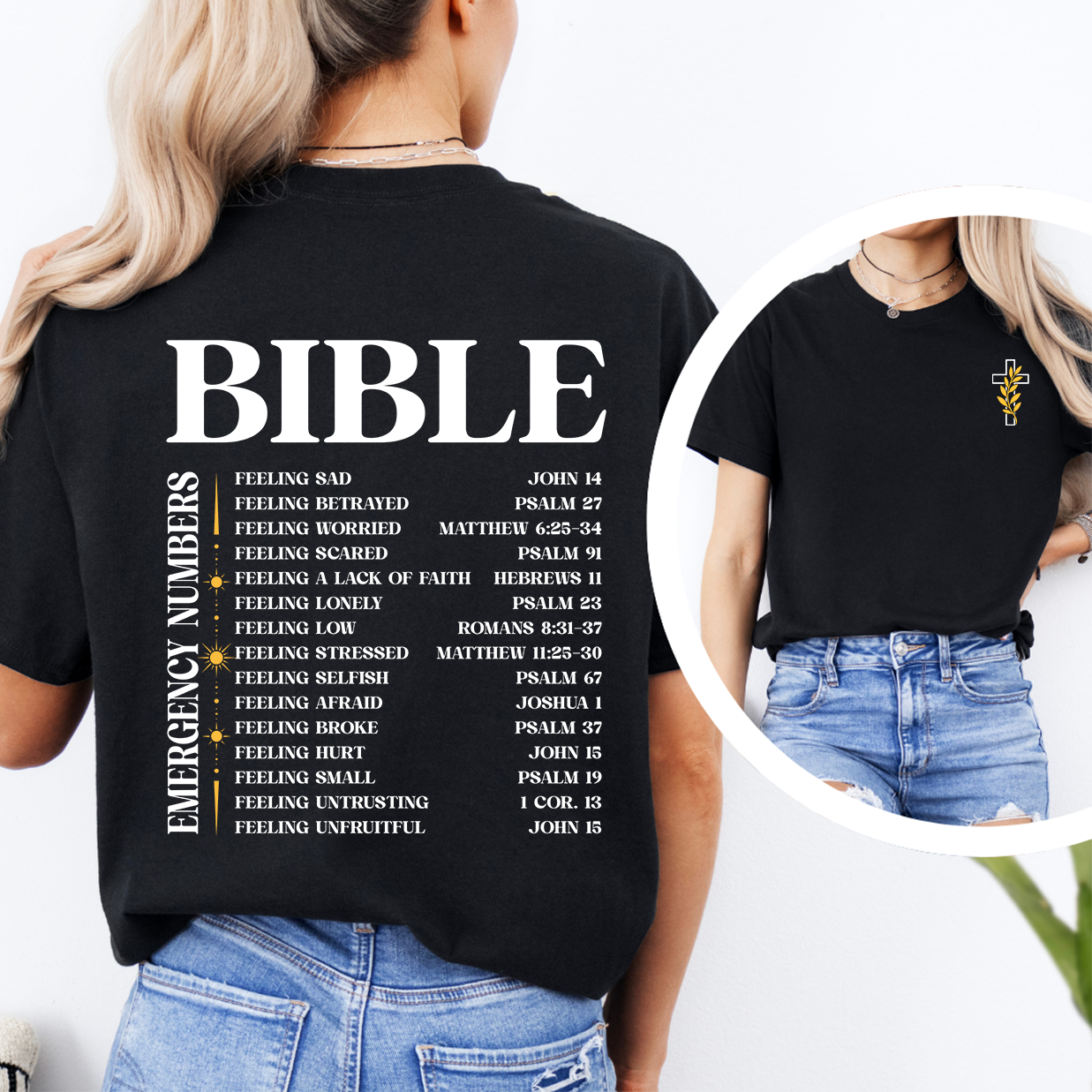 T-shirt Bible Emergency Numbers