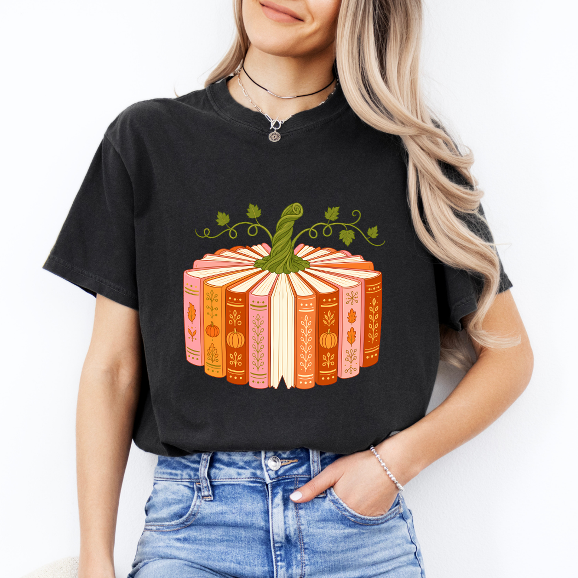 Bücher-Kürbis-T-Shirt