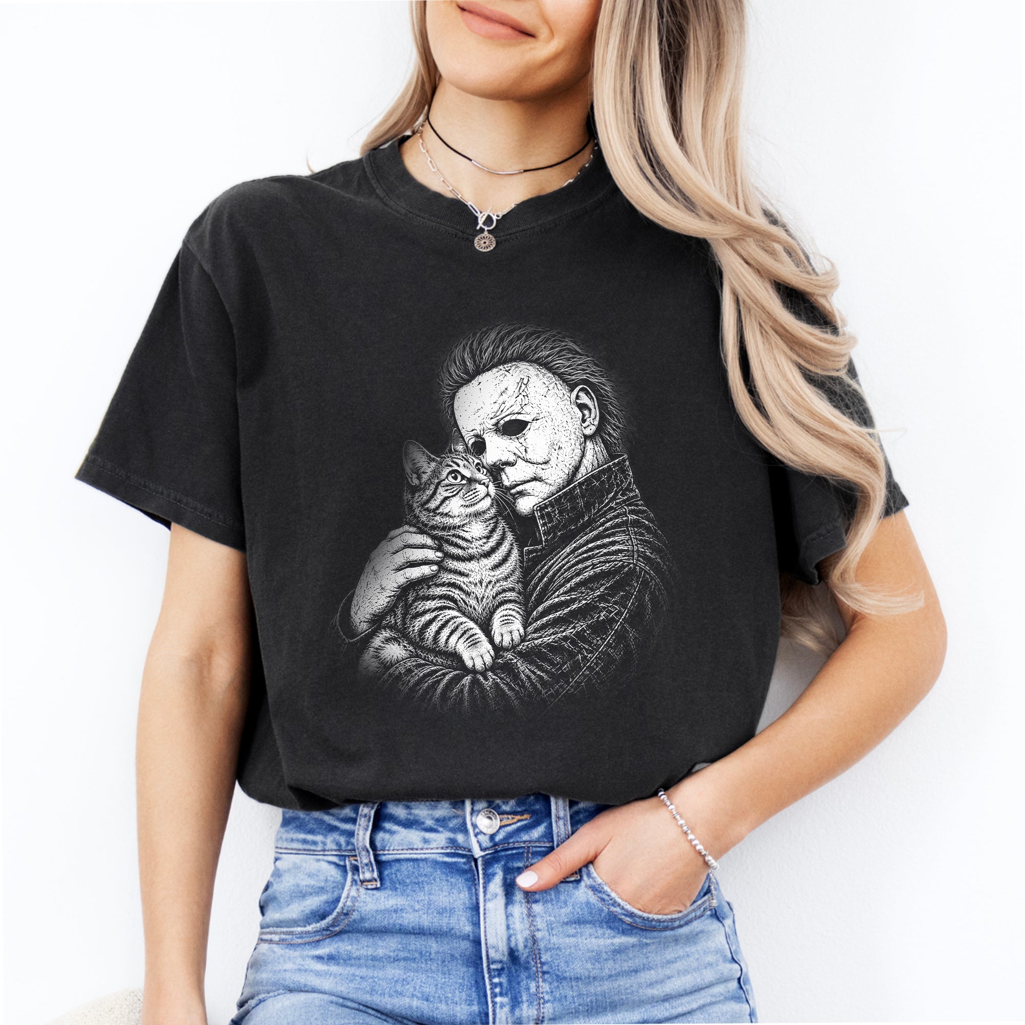 T-shirt « Horror Character Love » avec chat