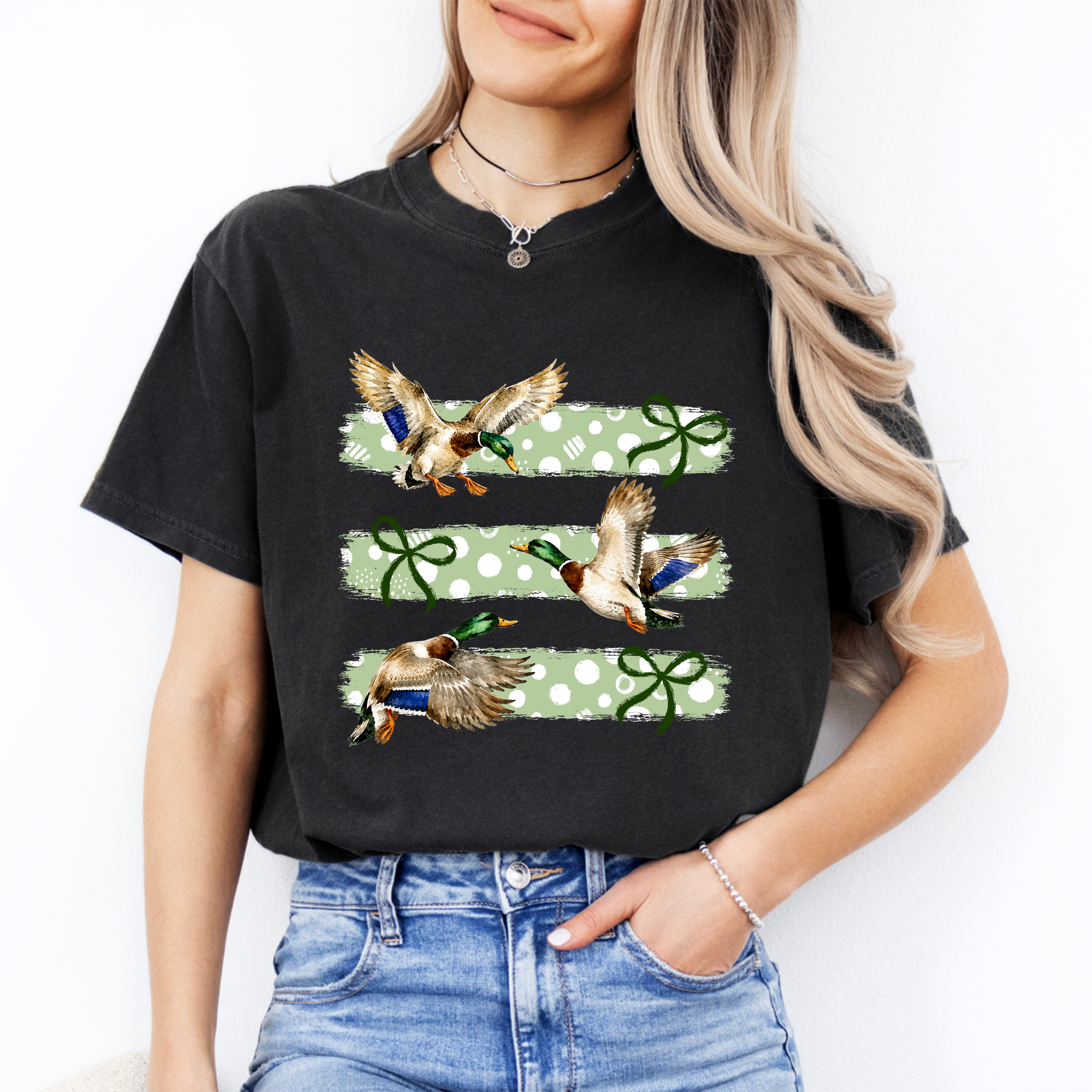 T-shirt de chasse au canard colvert, style rétro vintage