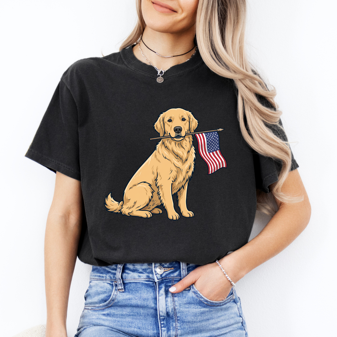 Yellow Labrador American Flag Tee