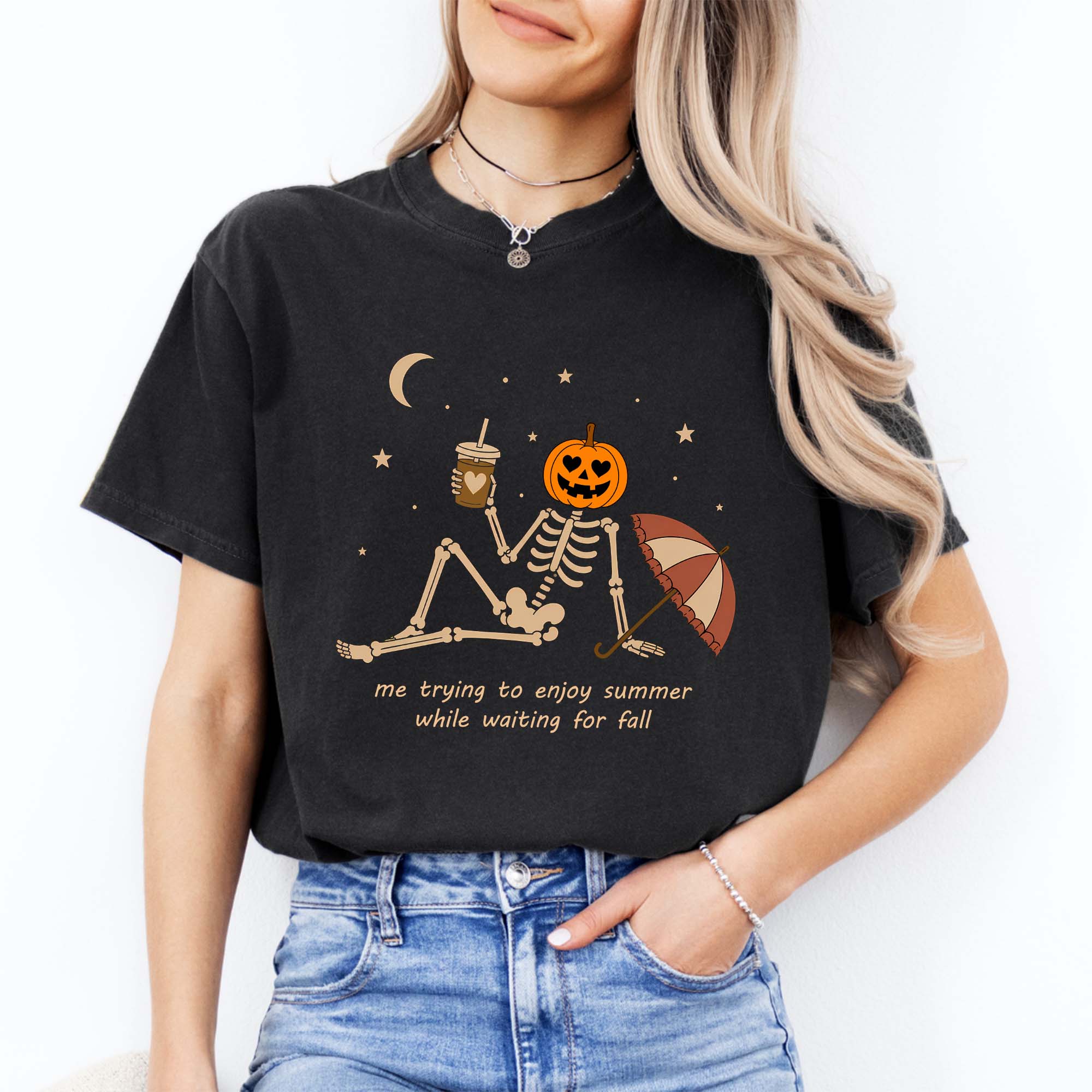 Waiting For Fall Funny Skeleton Tee