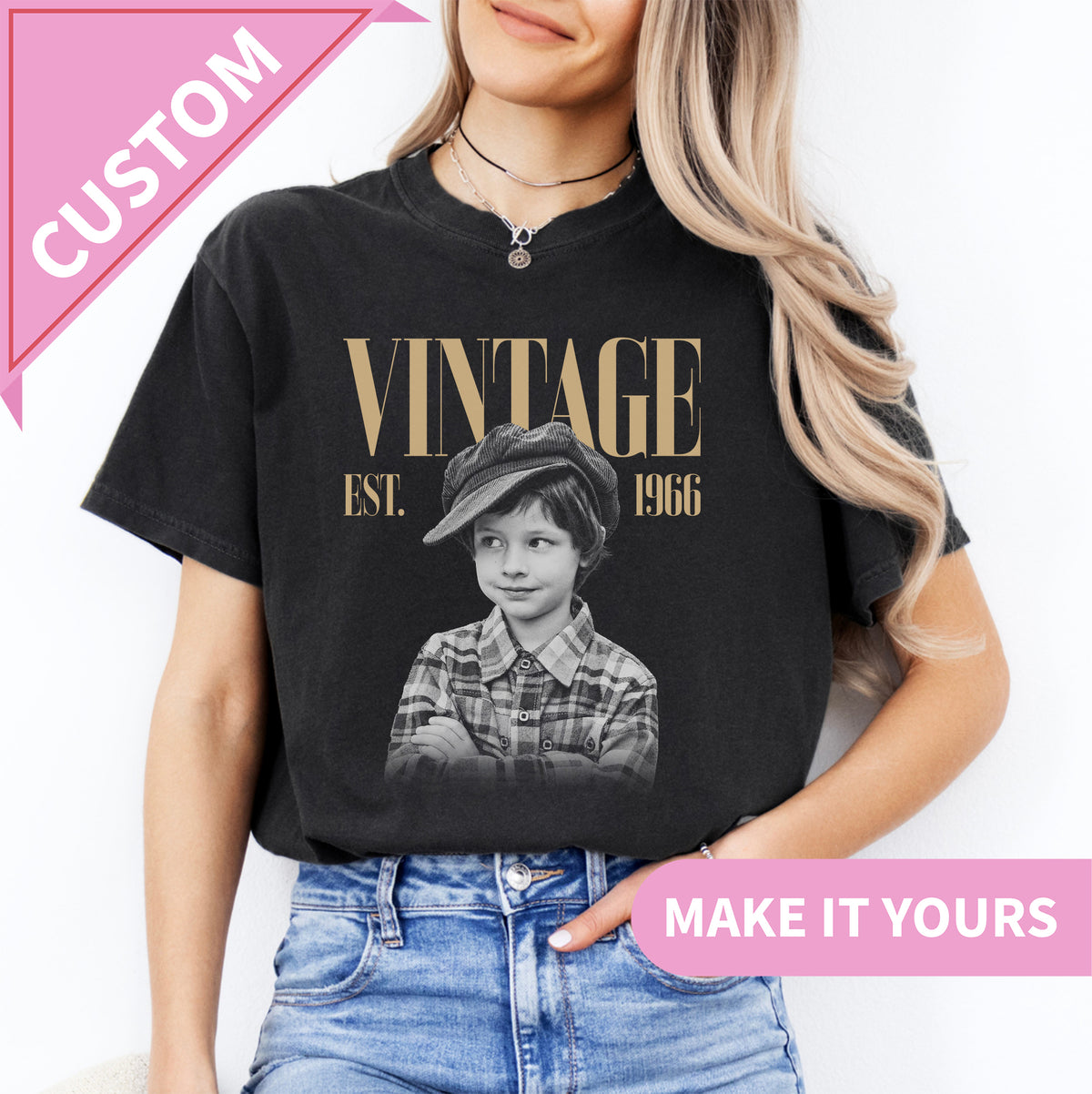 Personalisierbares Vintage-Fotoshirt von 1966