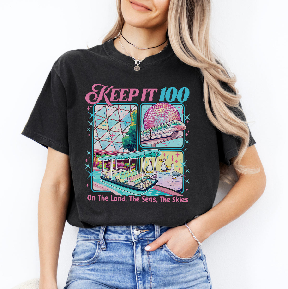 T-shirt inspiré « Keep It 100 The Land The Seas The Skies World Traveler »