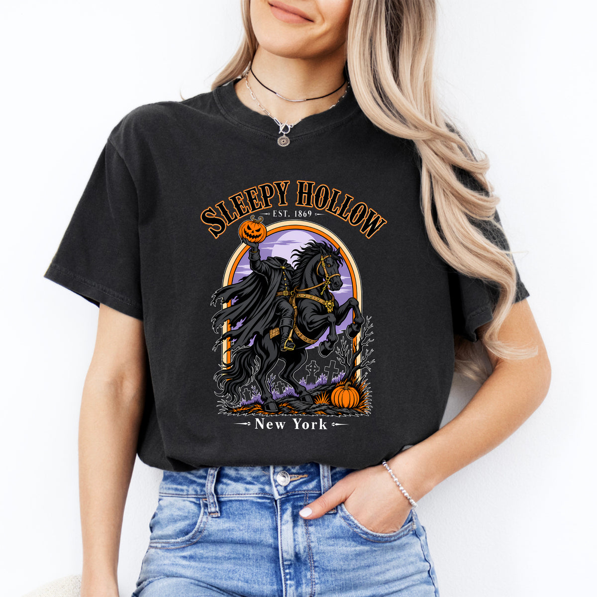 Vintage-Schlafy-Hollow-Grafik-T-Shirt