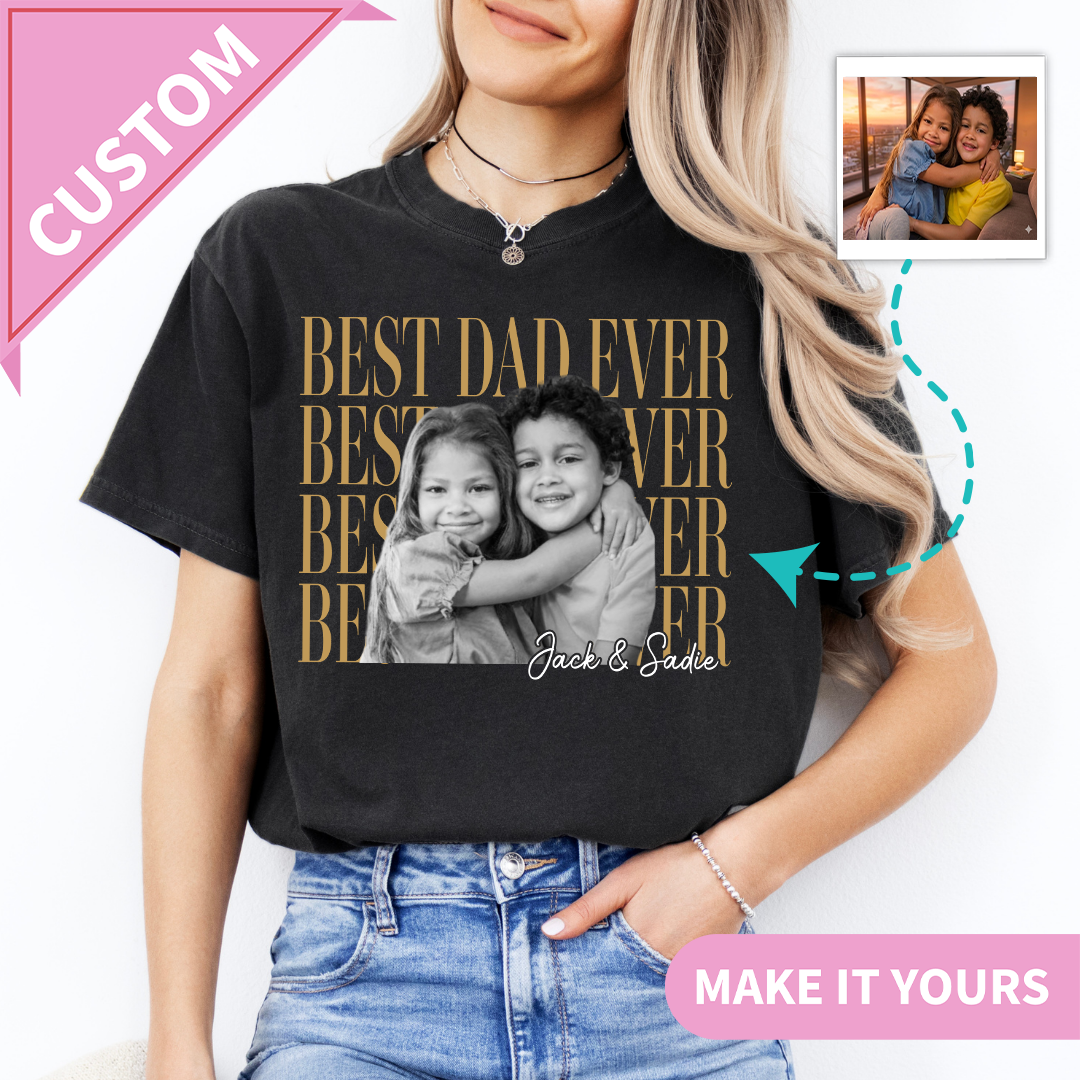 Personalized Best Dad Eve With Kids Photo Tee